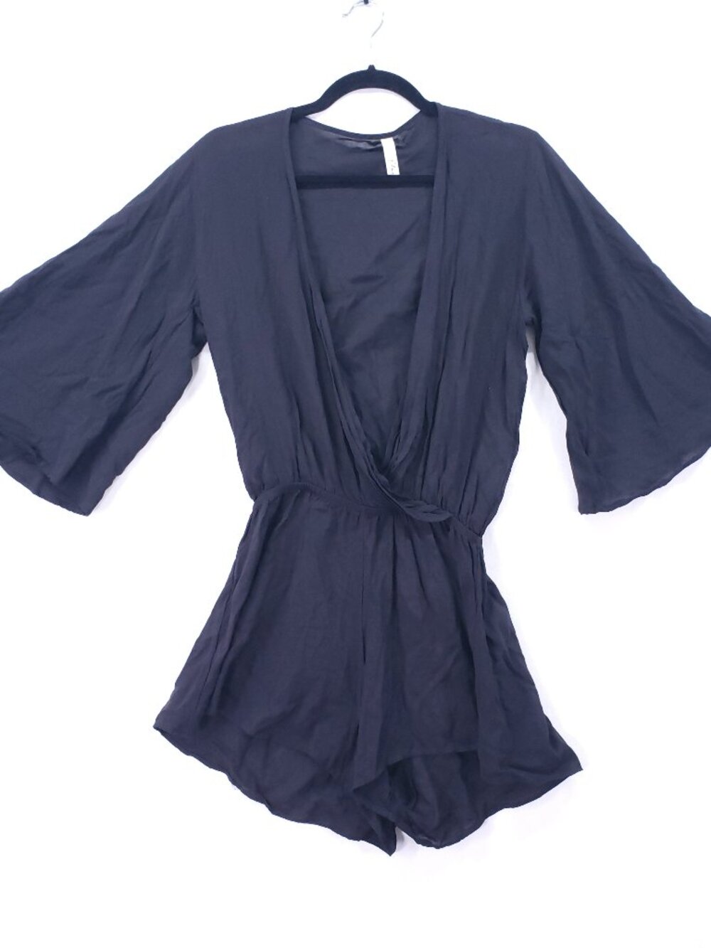 Elan Low V Neck Romper Large Wide Bell Sleeve Lightweight Sheer Boho Beach